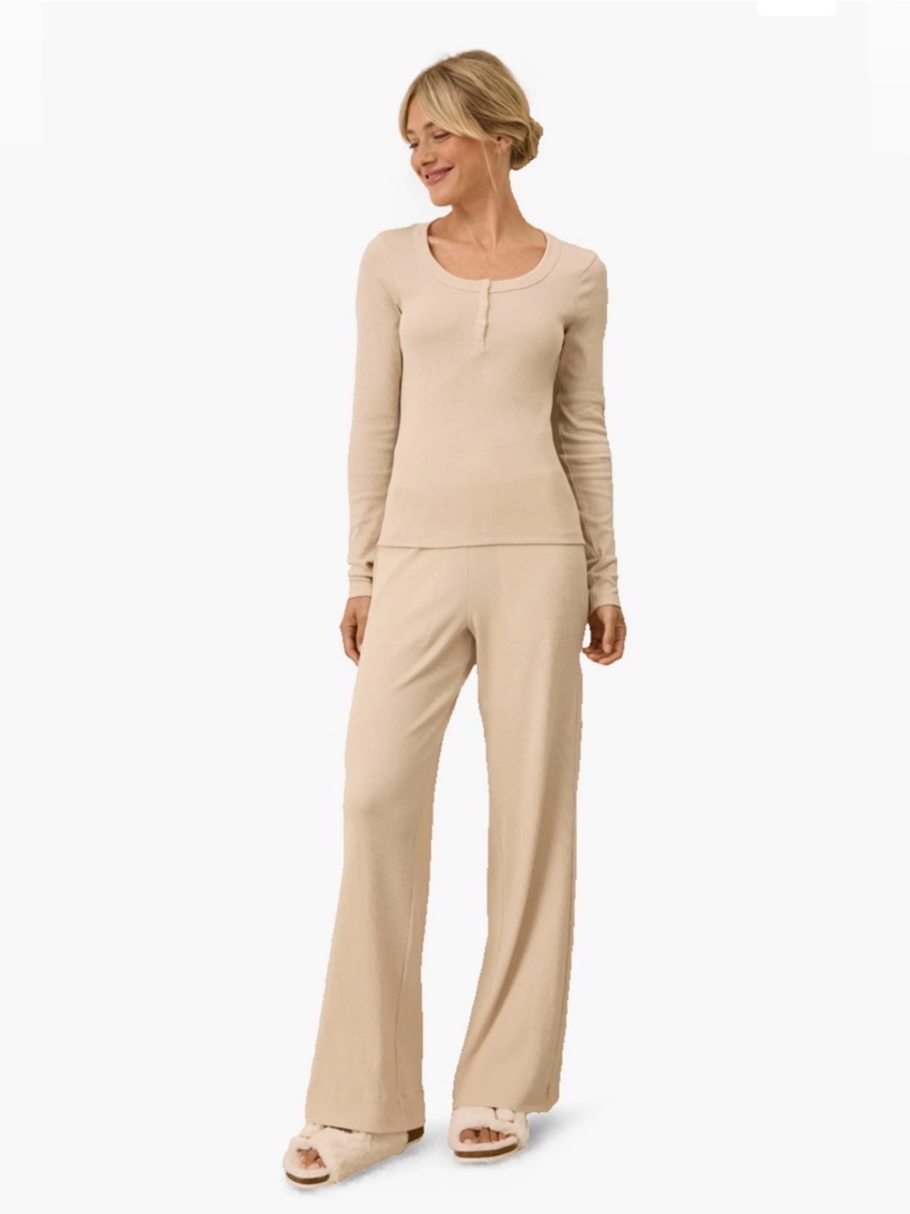 Pact Organic Cotton Easy Rib Slim Henley Top & Pant Set